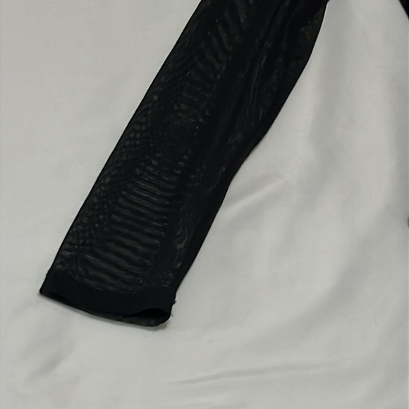 Voom by Joy Han Black Peplum Top with Sheer Neckline & Sleeves - Picture 4 of 5